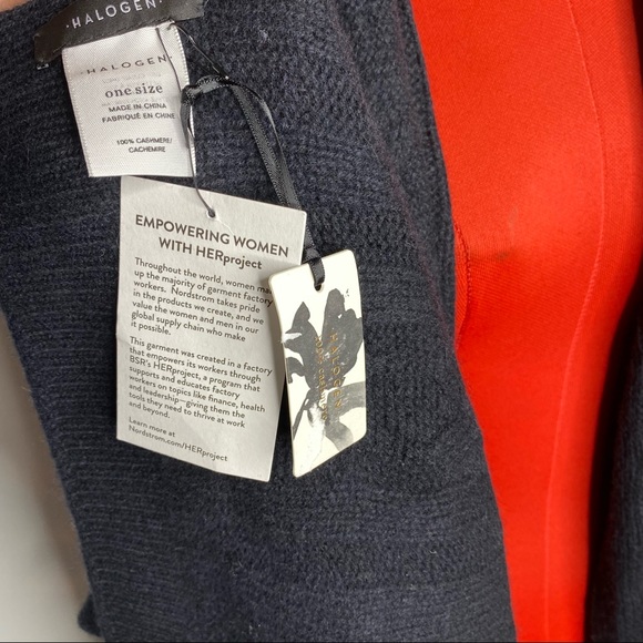 NWT Halogen 100% cashmere scarf wrap black - Picture 2 of 8